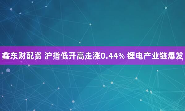 鑫东财配资 沪指低开高走涨0.44% 锂电产业链爆发