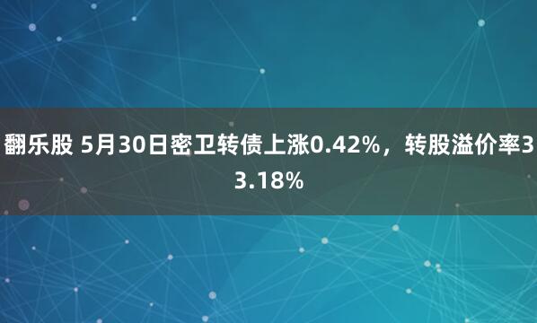 翻乐股 5月30日密卫转债上涨0.42%，转股溢价率33.18%